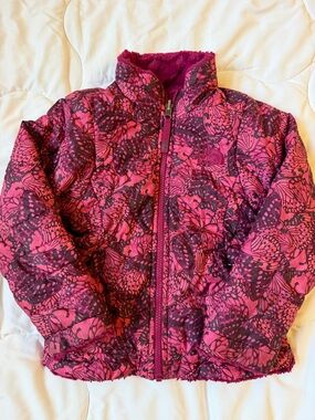 Reversible Girls' Mossbud Pink Butterfly Jacket - The NorthFace